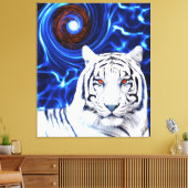 White Tiger Spirit Animal Vortex Stretched Canvas Afdruk (Insitu (Woonkamer))