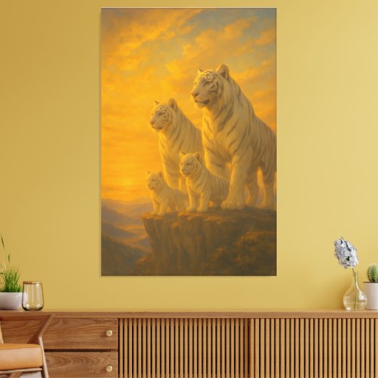 White Tiger • Sunlit Peak Ancestral Lineage | ManJ Canvas Afdruk (Insitu (Woonkamer))
