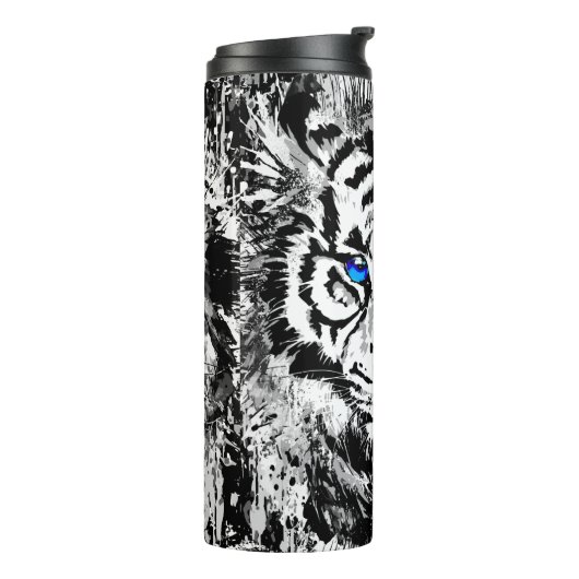White Tiger Thermal Tumbler | Kleurrijk tijgergezi Thermosbeker (Gedraaid links)