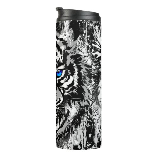 White Tiger Thermal Tumbler | Kleurrijk tijgergezi Thermosbeker (Geroteerd rechts)