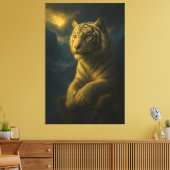white tiger, tiger art, big cat art, wildlife pain canvas afdruk (Insitu (Woonkamer))