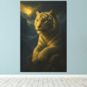 white tiger, tiger art, big cat art, wildlife pain canvas afdruk (Insitu (Houten vloer))