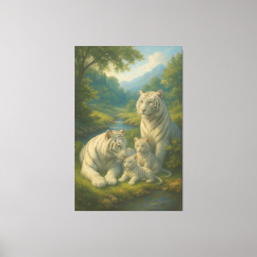 White Tiger • Valley Dawn Family | ManJiangHong Fi Canvas Afdruk (Voorkant)