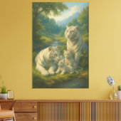 White Tiger • Valley Dawn Family | ManJiangHong Fi Canvas Afdruk (Insitu (Woonkamer))