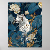 White Tiger Wall Art Print | Oerwoud botanisch (Voorkant)