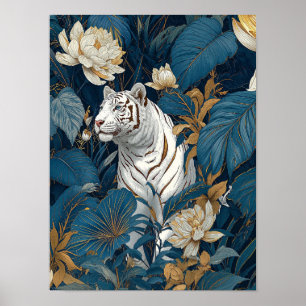 White Tiger Wall Art Print Oerwoud botanisch