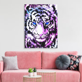 White Tiger Wrapped Canvas - Tijgerblauwe ogen (Insitu (Woonkamer))