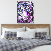 White Tiger Wrapped Canvas - Tijgerblauwe ogen (Insitu (Slaapkamer))