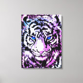 White Tiger Wrapped Canvas - Tijgerblauwe ogen (Voorkant)