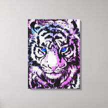 White Tiger Wrapped Canvas - Tijgerblauwe ogen