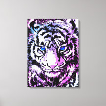 White Tiger Wrapped Canvas - Tijgerblauwe ogen