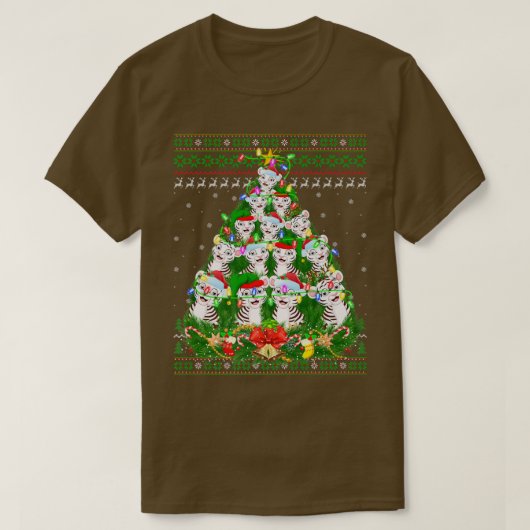 White Tiger Xmas Lighting Tree White Tiger Ugly Ch T-shirt (Design voorkant)