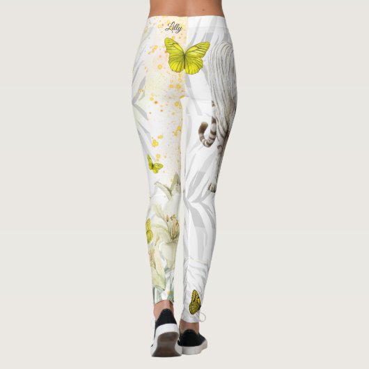  White Tiger Yellow Butterfly  Leggings (Achterkant)