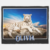 White Tigers Fleece Blanket Deken (Voorkant (Horizontaal))