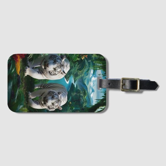 White Tigers Strolling Through The Jungle Bagagelabel (Voorkant (horizontaal))