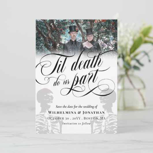 White Til Death Do ons Part Photo Save the Date (Staand voorkant)
