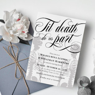 White Til Death Do US Part Skeleton Wedding Kaart