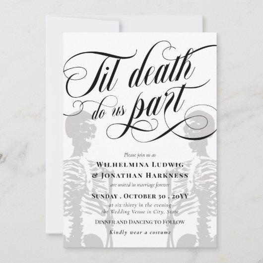 White Til Death Do US Part Skeleton Wedding Kaart (Voorkant)