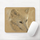 White Timber Wolf Chalk Tekening Muismat (Met muis)