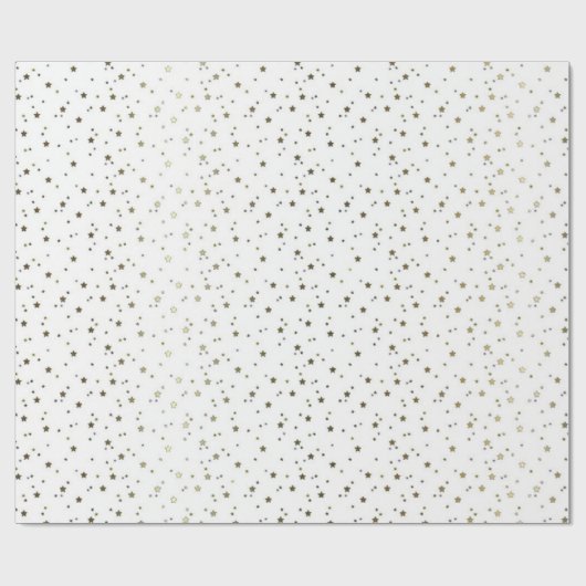 White Tiny Golden Stars Wrapping Paper Cadeaupapier (Vlak)