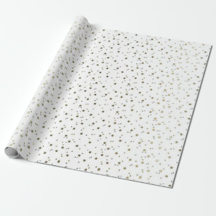 White Tiny Golden Stars Wrapping Paper Cadeaupapier