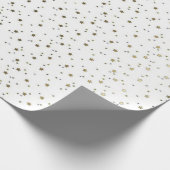 White Tiny Golden Stars Wrapping Paper Cadeaupapier (Hoek)