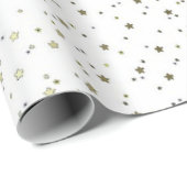 White Tiny Golden Stars Wrapping Paper Cadeaupapier (Rol Hoek)