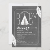 White Tipi + Feathers Baby shower Kaart (Voorkant)