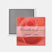 White Tipped roze Rose Personal Wedding Magneet (Voorkant / Achterkant)