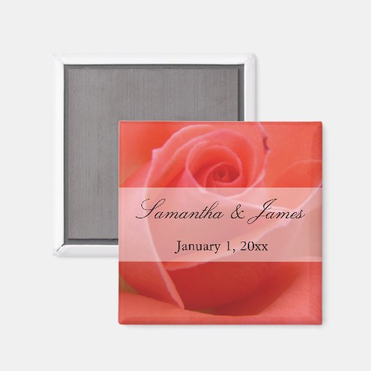 White Tipped roze Rose Personal Wedding Magneet (Voorkant / Achterkant)