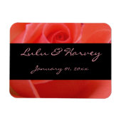 White Tipped roze Rose Personal Wedding Magneet (Horizontaal)