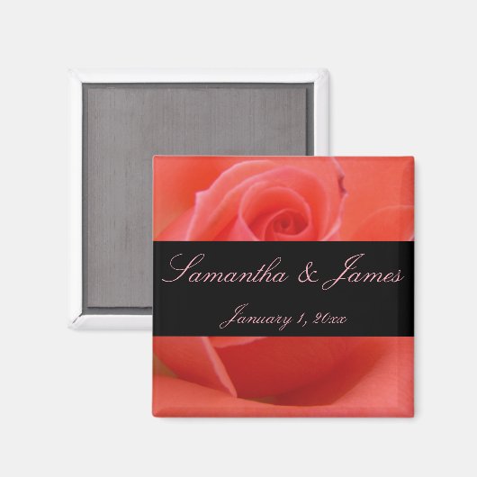 White Tipped roze Rose Personal Wedding Magneet (Voorkant / Achterkant)