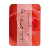 White Tipped roze Rose Personal Wedding Magneet (Verticaal)
