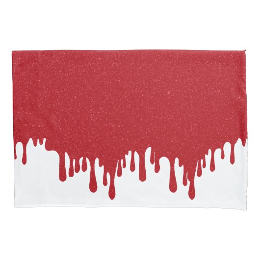 White & Tomato Red Drip Pillowcase – Customizable Kussensloop (Voorkant)