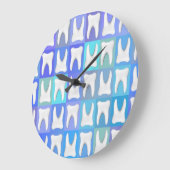 White Tooth Blue Box Pattern Dentist Wall klok (Hoek)