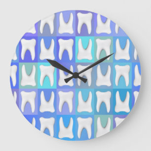White Tooth Blue Box Pattern Dentist Wall klok