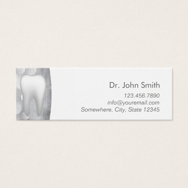 White Tooth Silver Mini Dental Benoeming Visitekaartjes (Voorkant)