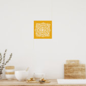 White Tracery Ornament Yellow Poster (Keuken)