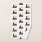 White Traditional Merry-kerstboom Bad Handdoek (Handdoek)