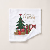 White Traditional Merry-kerstboom Bad Handdoek (Wasdoekje)