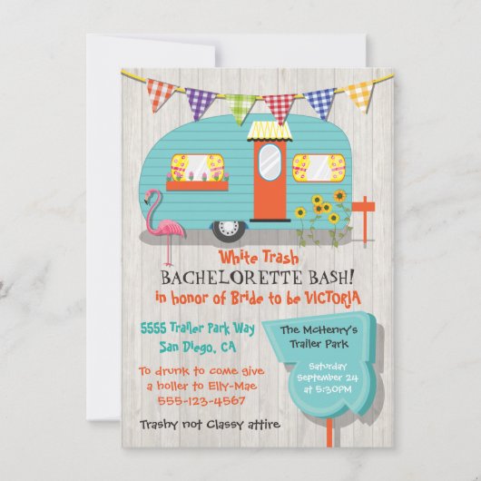 White Trash Bachelorette basepartijuitnodiging Kaart (Voorkant)