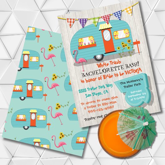 White Trash Bachelorette basepartijuitnodiging Kaart