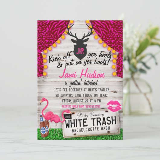 White Trash Bachelorette Bash Kaart (Staand voorkant)