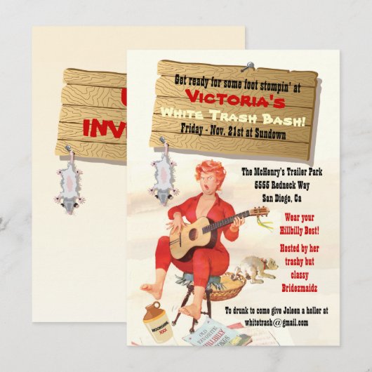 White Trash Bash Uitnodiging (Voorkant / Achterkant)