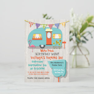 White Trash Birthday basparty uitnodiging