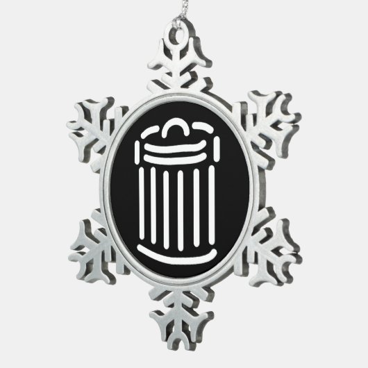White Trash Can Symbool Tin Sneeuwvlok Ornament (Rechts)