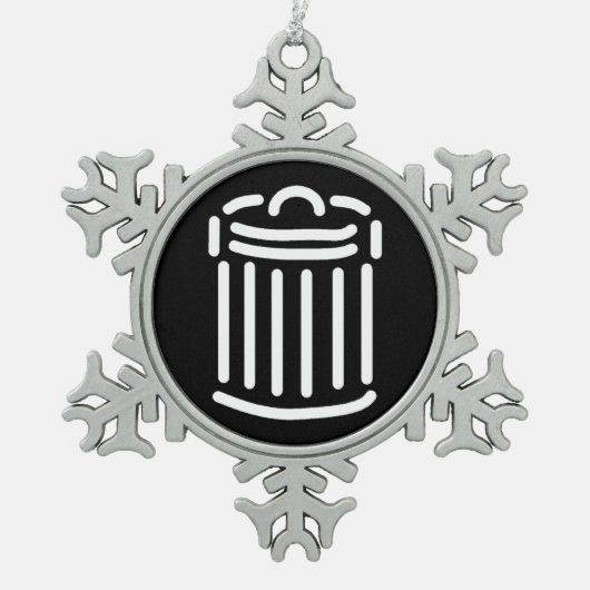 White Trash Can Symbool Tin Sneeuwvlok Ornament (Voorkant)