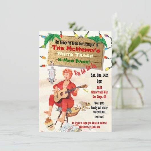 White Trash Kerstmis Bash Uitnodigingen (Staand voorkant)