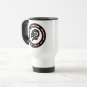 White Travel Mug, Black en Red RAM-Logo Reisbeker (Voorkant links)