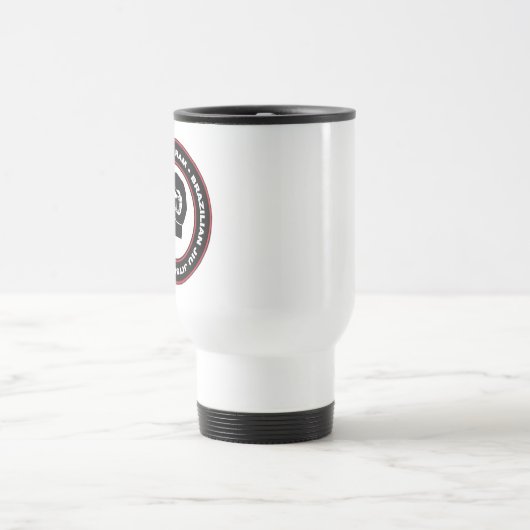 White Travel Mug, Black en Red RAM-Logo Reisbeker (Center)